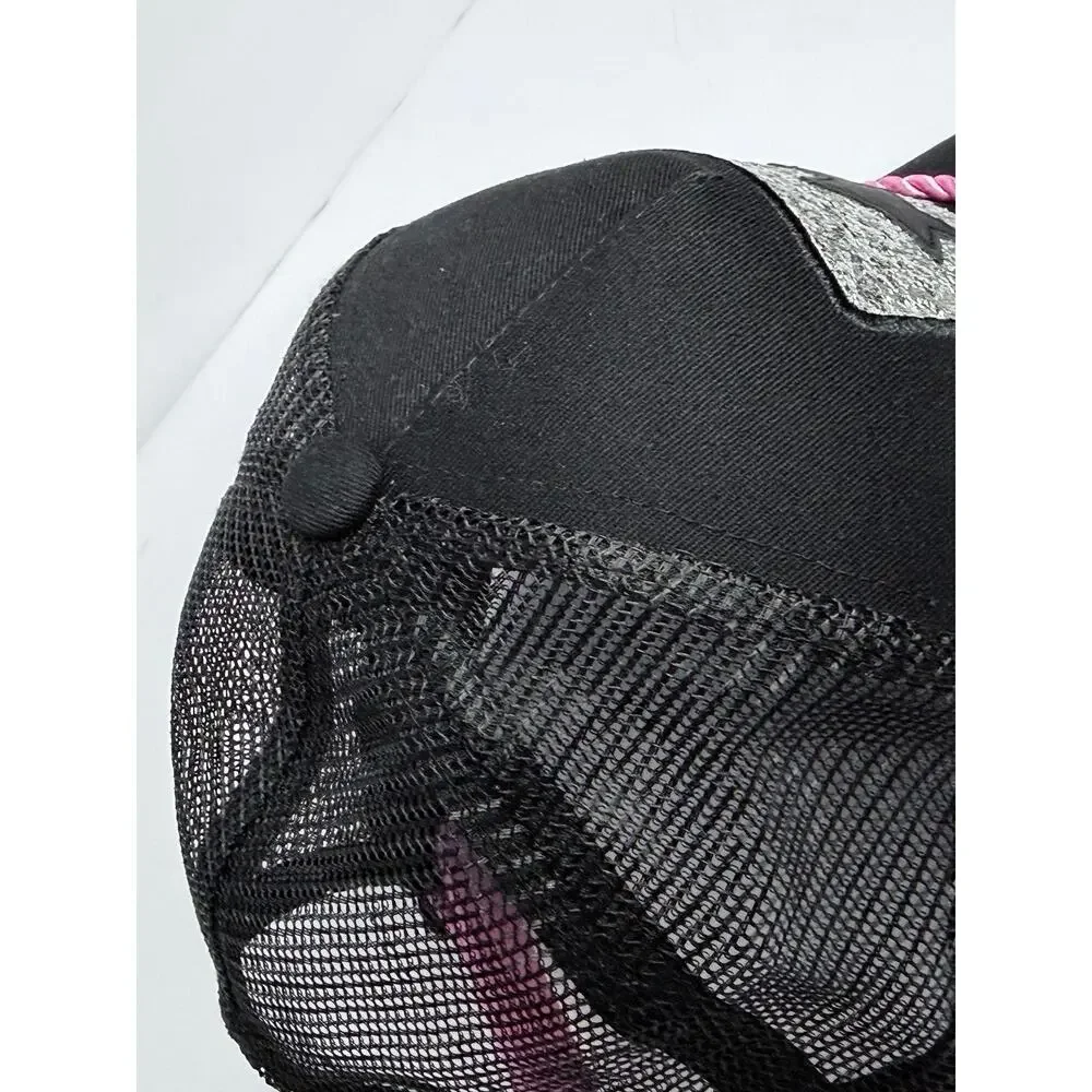 VINTAGE HAVANA 1954 Trucker Hat Cap Women | Mesh, Black/Pink/Silver Sparkly